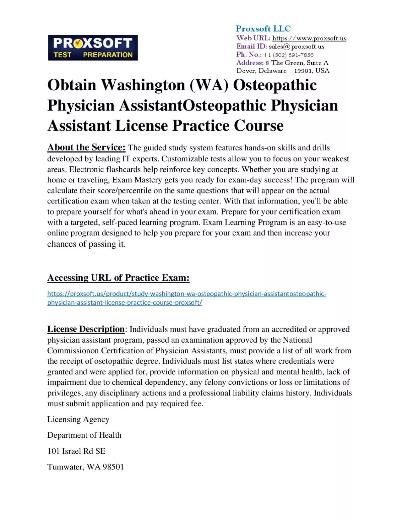 PDF-Obtain Washington (WA) Osteopathic Physician AssistantOsteopathic Physician Assistant