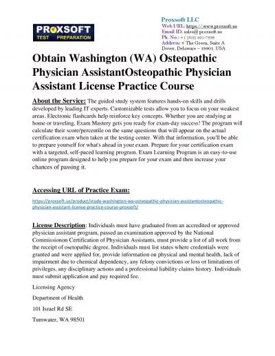 Obtain Washington (WA) Osteopathic Physician AssistantOsteopathic Physician Assistant