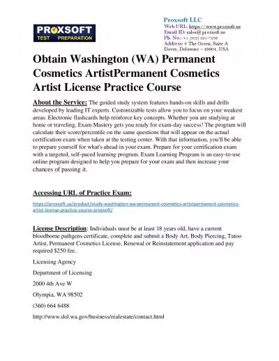 Obtain Washington (WA) Permanent Cosmetics ArtistPermanent Cosmetics Artist License Practice Course