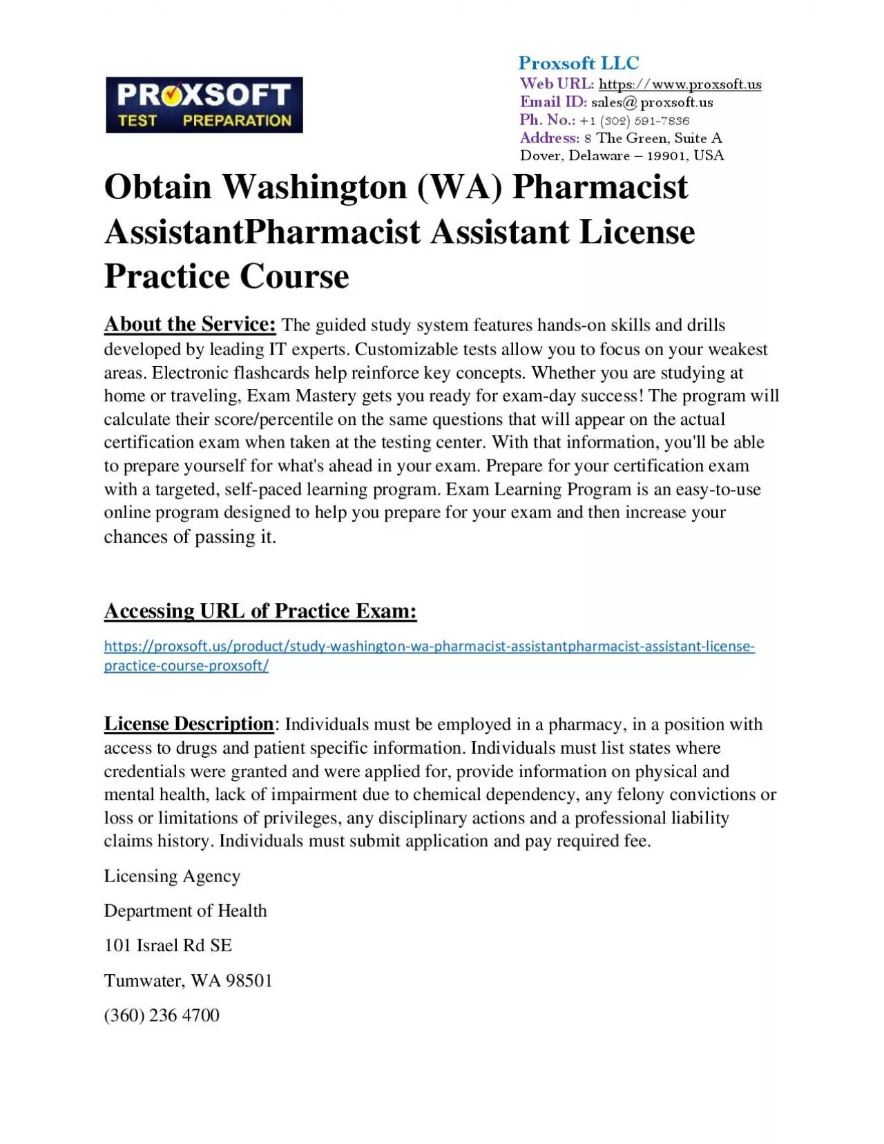 PDF-Obtain Washington (WA) Pharmacist AssistantPharmacist Assistant License Practice Course