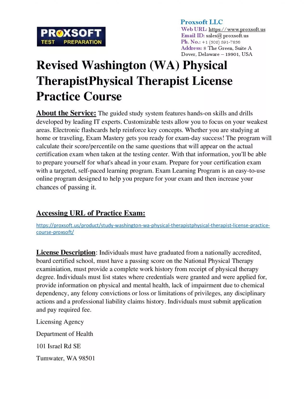 PDF-Revised Washington (WA) Physical TherapistPhysical Therapist License Practice Course