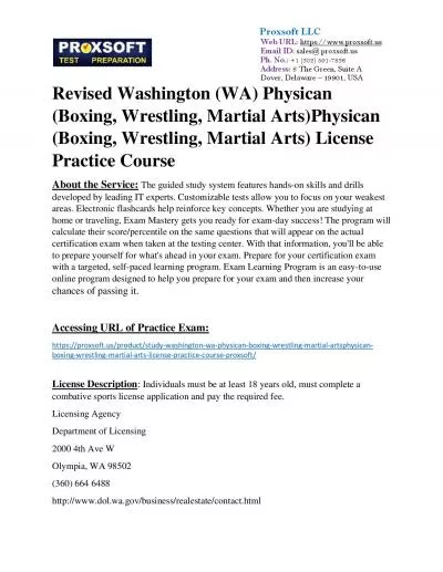 Revised Washington (WA) Physican (Boxing, Wrestling, Martial Arts)Physican (Boxing, Wrestling, Martial Arts) License Practice Course