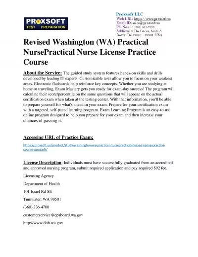 Revised Washington (WA) Practical NursePractical Nurse License Practice Course