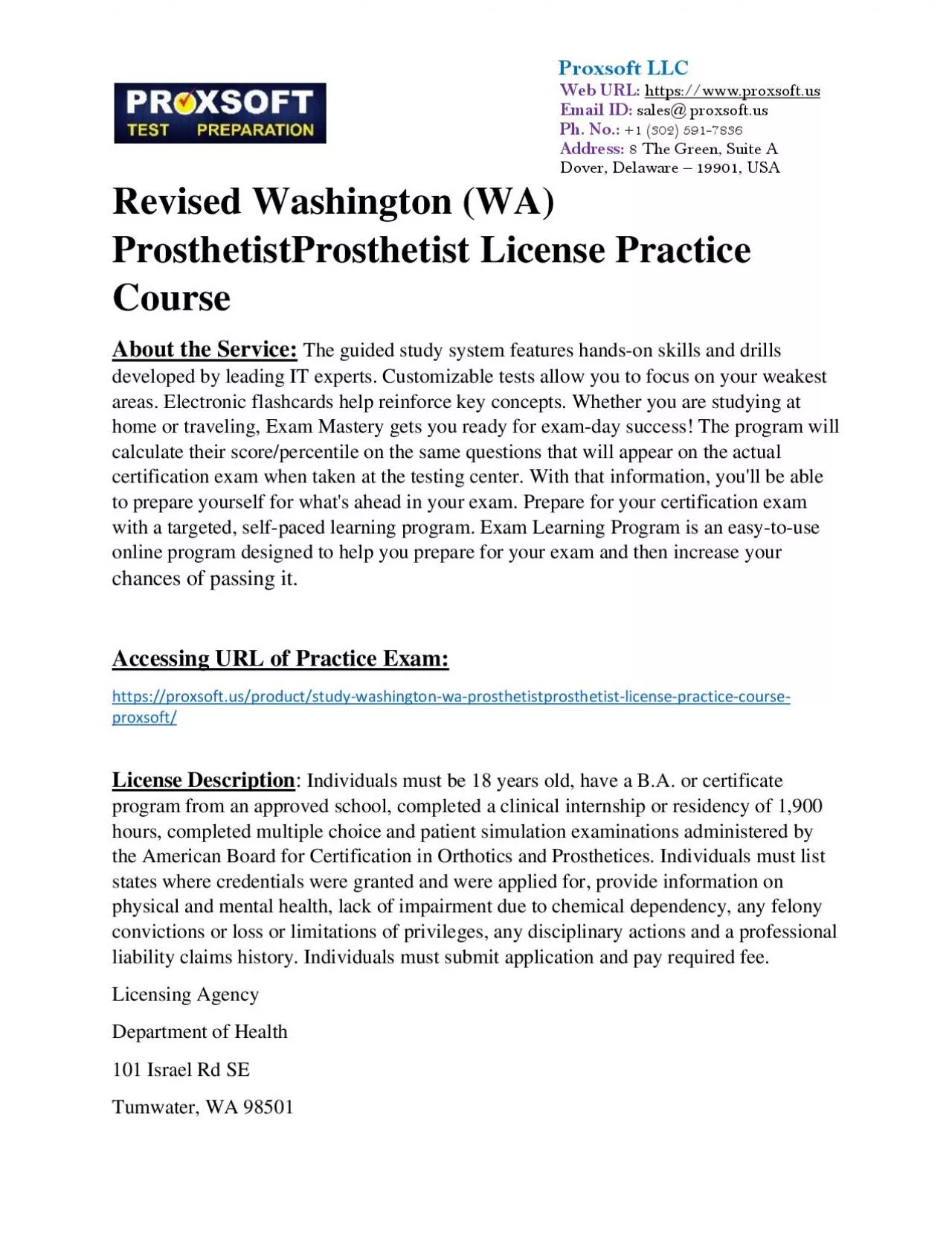 PDF-Revised Washington (WA) ProsthetistProsthetist License Practice Course