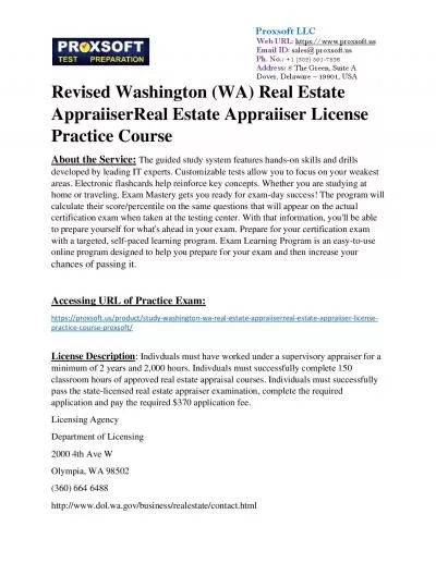 Revised Washington (WA) Real Estate AppraiiserReal Estate Appraiiser License Practice Course