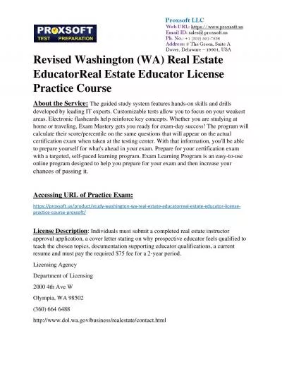 Revised Washington (WA) Real Estate EducatorReal Estate Educator License Practice Course