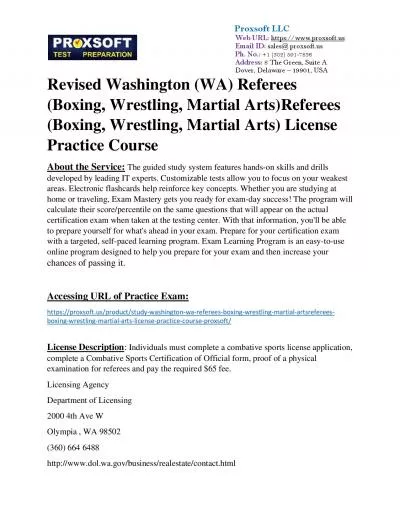 Revised Washington (WA) Referees (Boxing, Wrestling, Martial Arts)Referees (Boxing, Wrestling, Martial Arts) License Practice Course