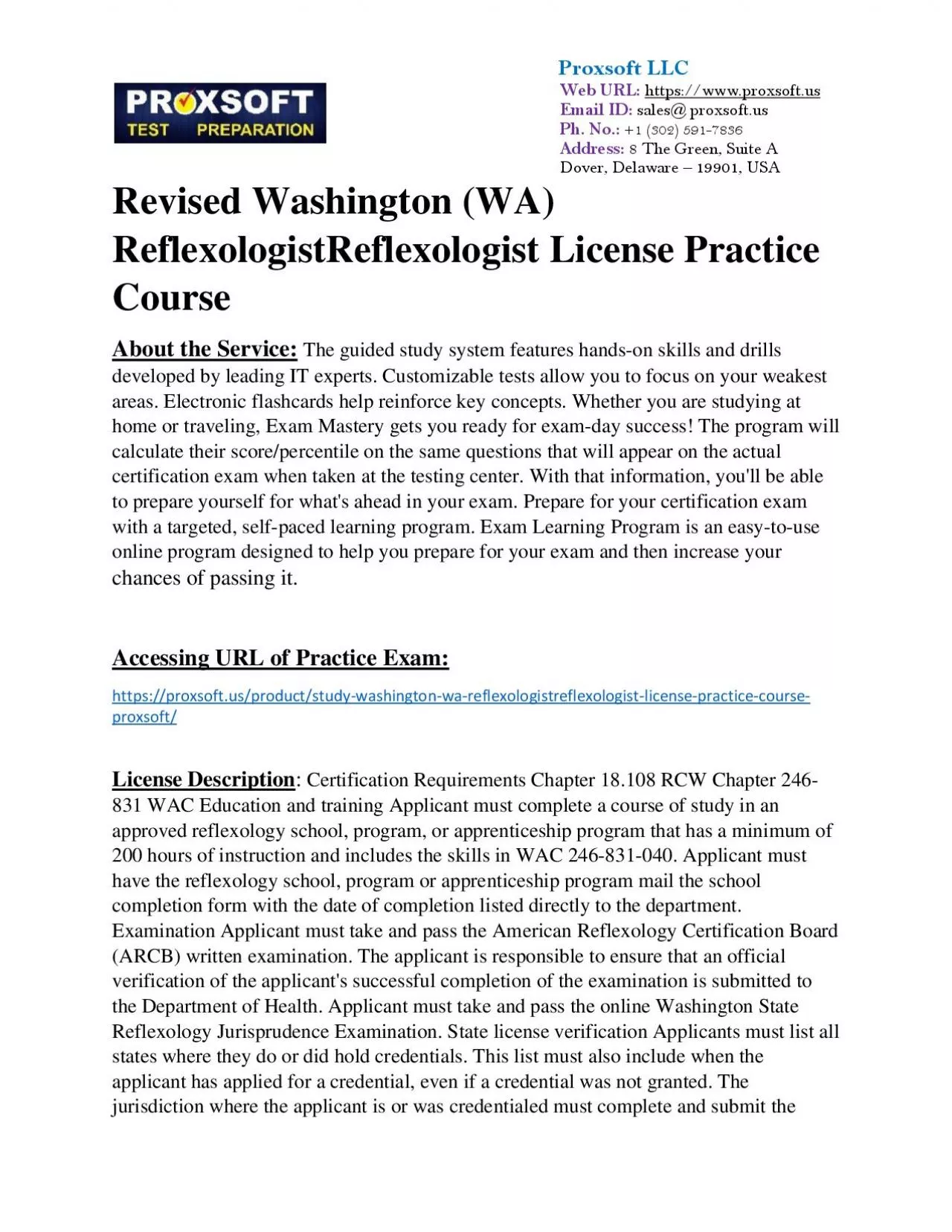 PDF-Revised Washington (WA) ReflexologistReflexologist License Practice Course