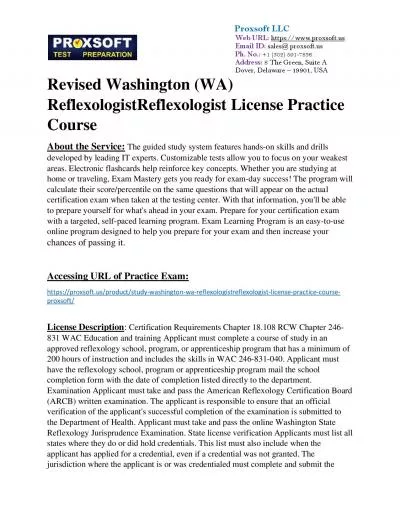 Revised Washington (WA) ReflexologistReflexologist License Practice Course