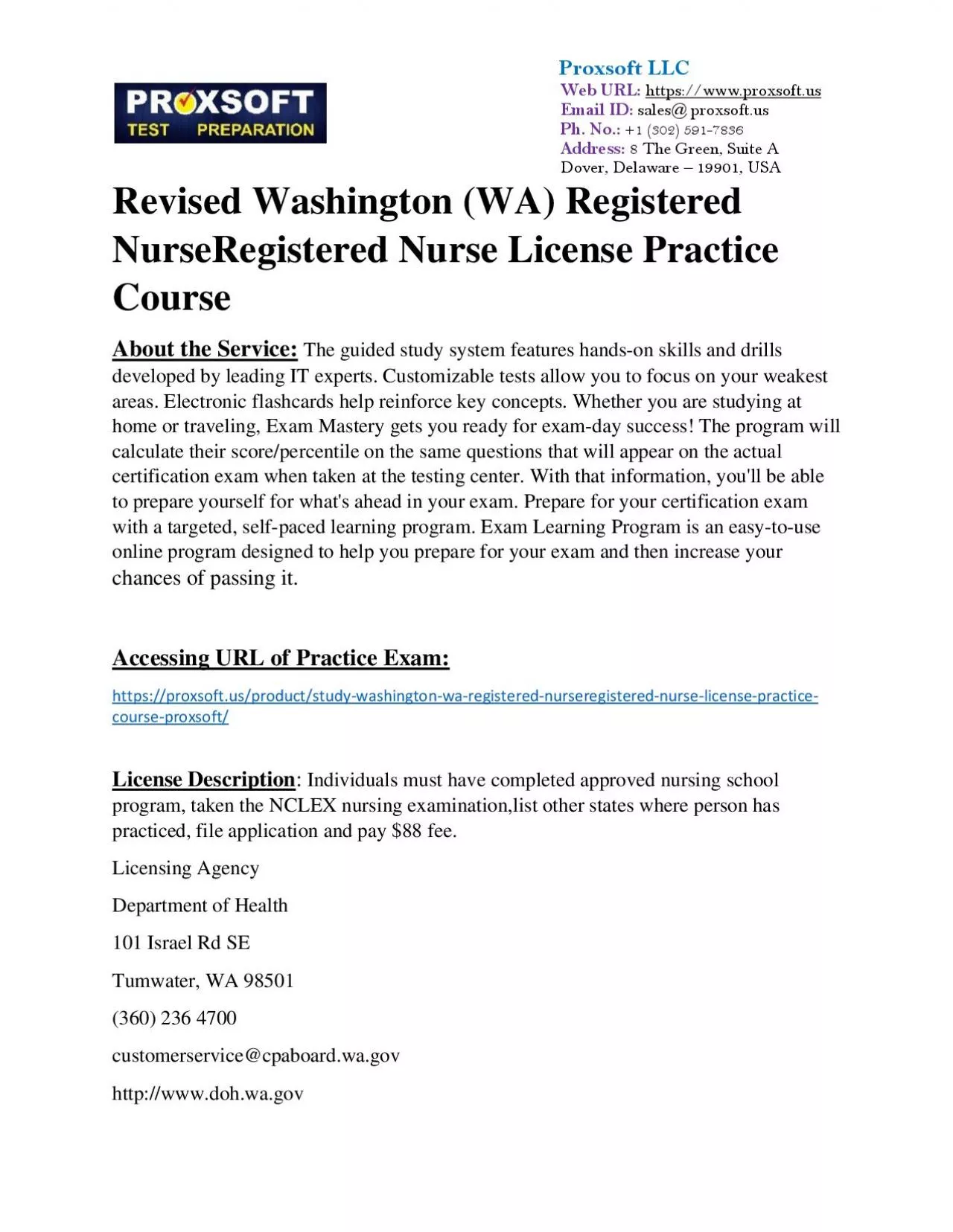 PDF-Revised Washington (WA) Registered NurseRegistered Nurse License Practice Course