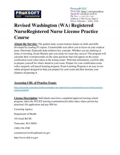 Revised Washington (WA) Registered NurseRegistered Nurse License Practice Course