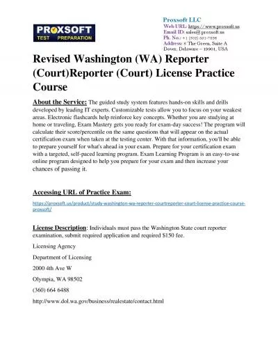 Revised Washington (WA) Reporter (Court)Reporter (Court) License Practice Course