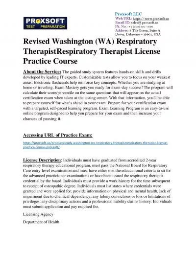 Revised Washington (WA) Respiratory care practitionerRespiratory care practitioner License