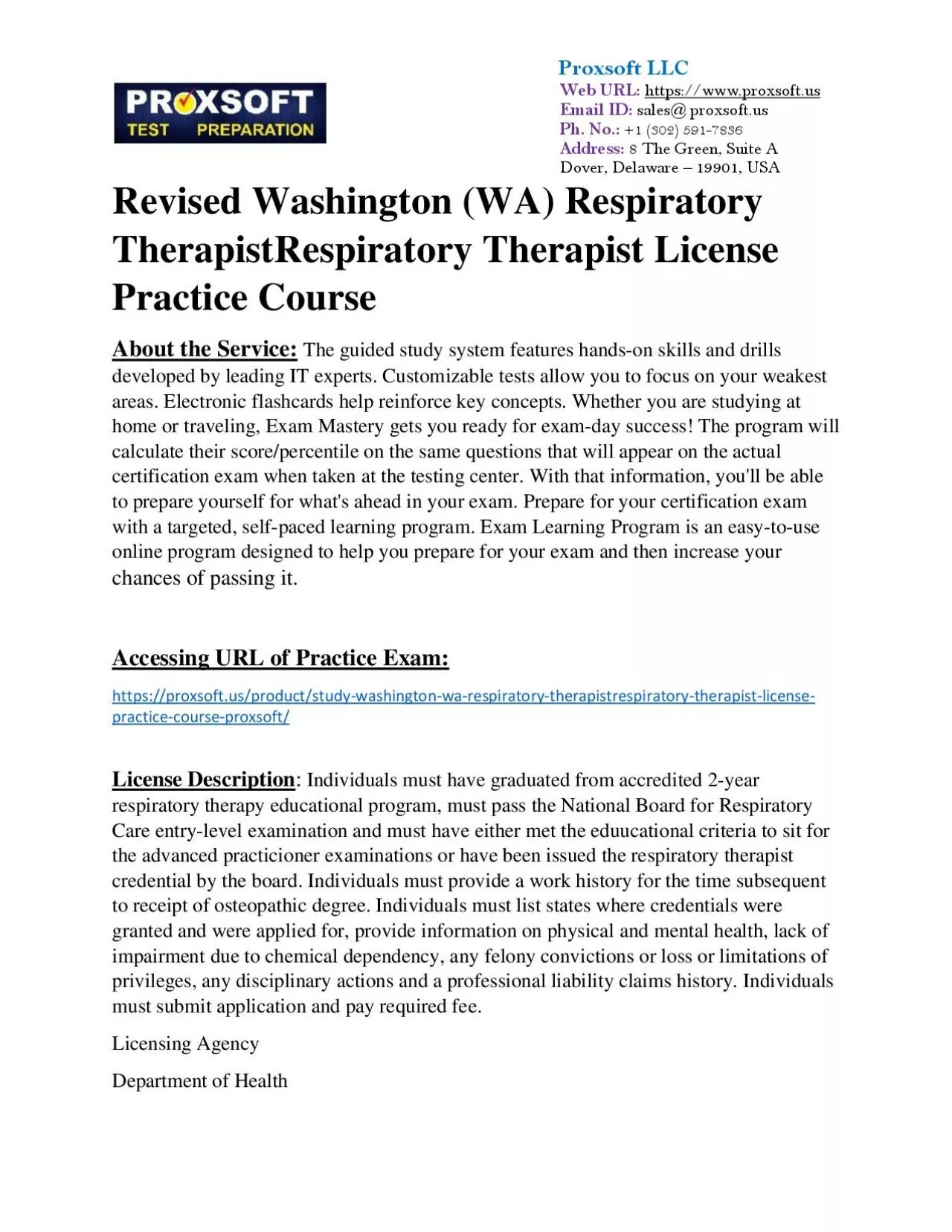 PDF-Revised Washington (WA) Respiratory TherapistRespiratory Therapist License Practice Course