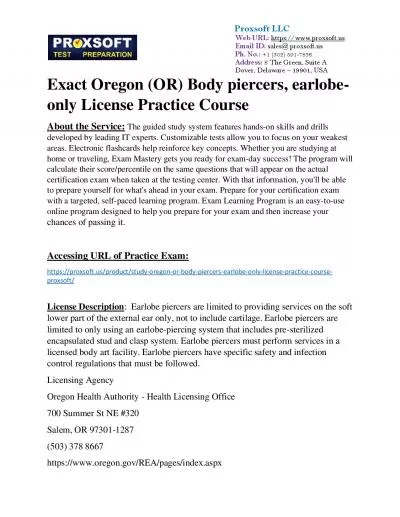 Exact Oregon (OR) Body piercers, earlobe-only License Practice Course