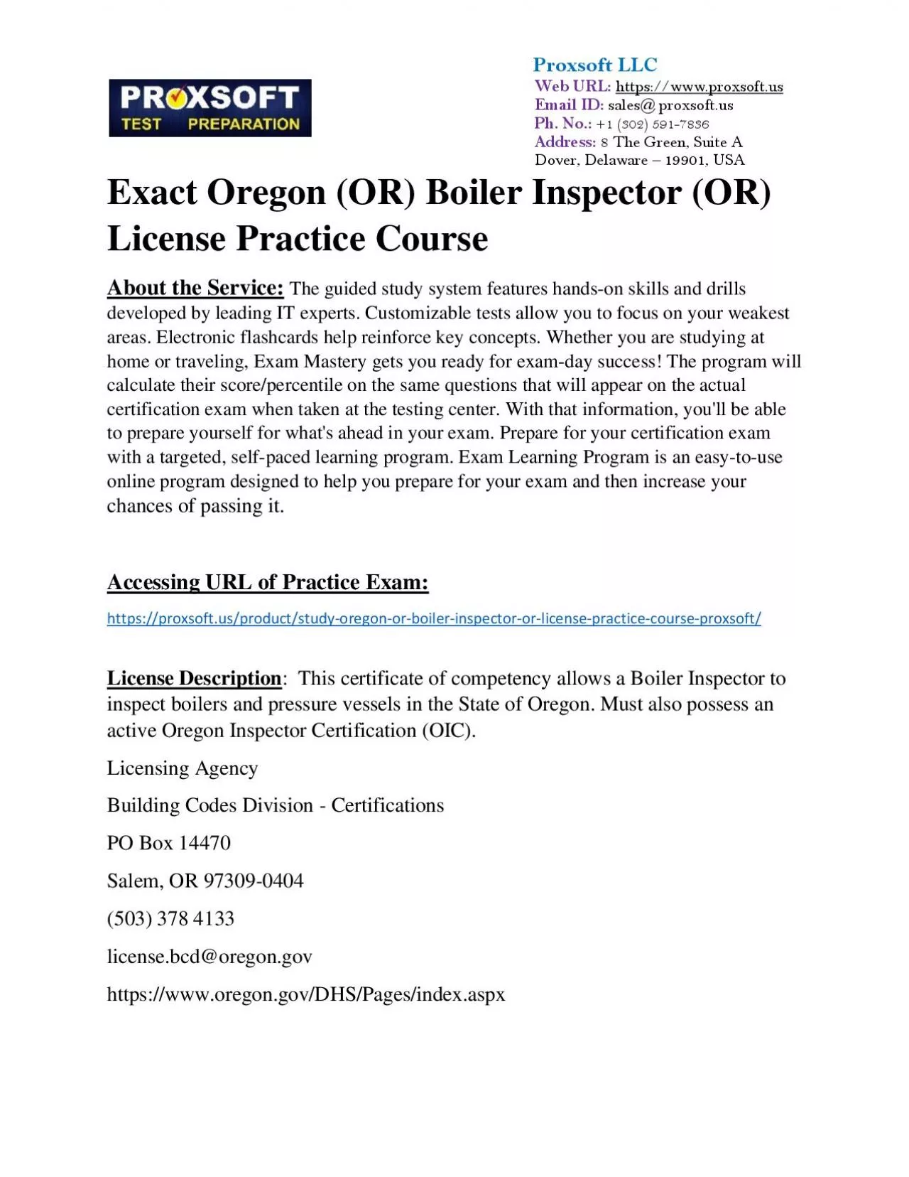 Exact Oregon (OR) Boiler Inspector (OR) License Practice Course