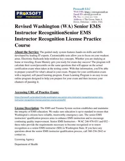 Revised Washington (WA) Senior EMS Instructor RecognitionSenior EMS Instructor Recognition