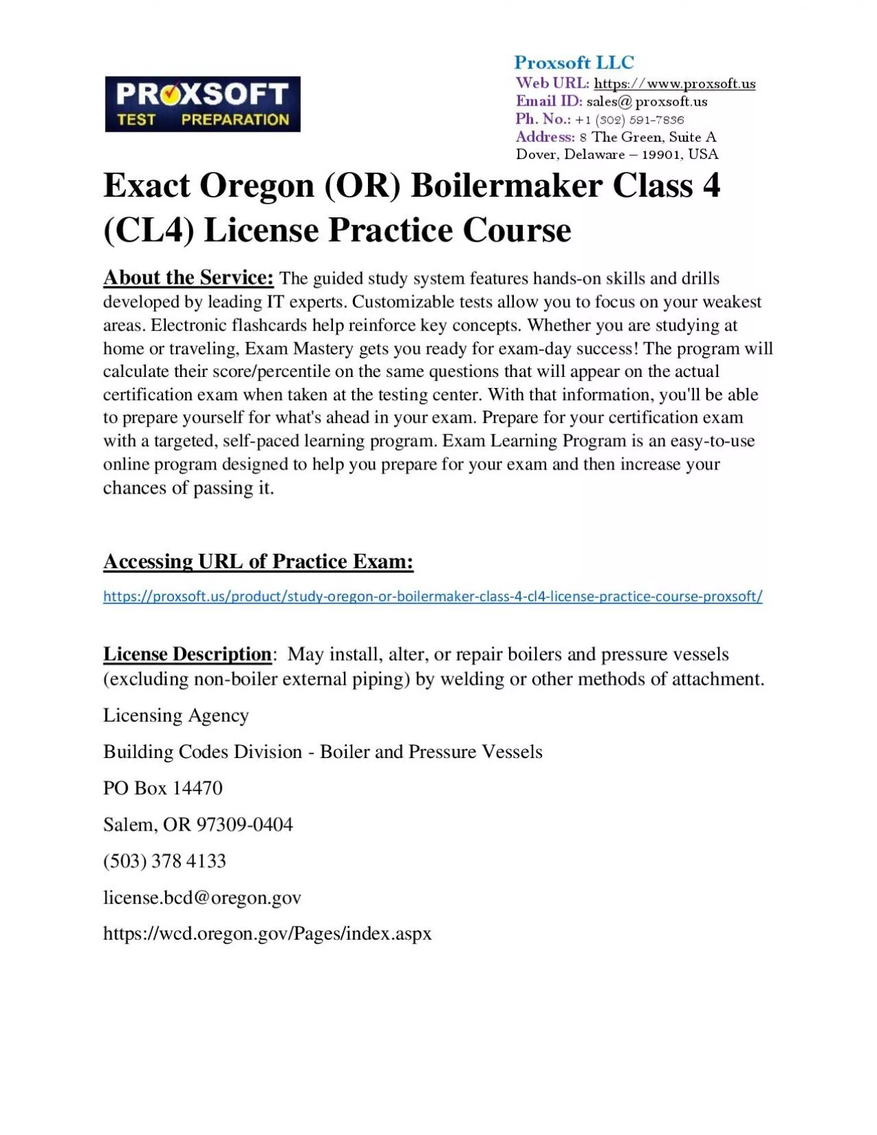 PDF-Exact Oregon (OR) Boilermaker Class 4 (CL4) License Practice Course