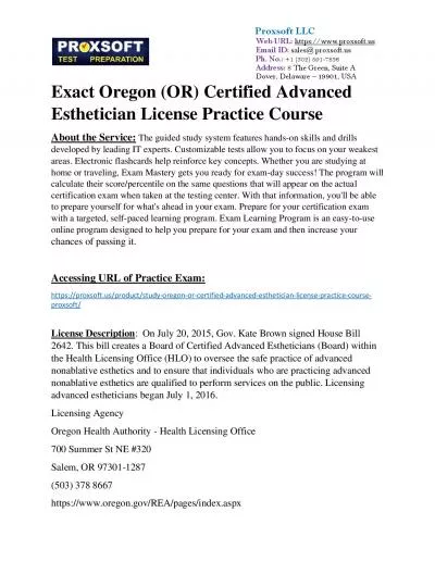 Exact Oregon (OR) Certified Advanced Esthetician License Practice Course