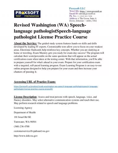 Revised Washington (WA) Speech-language pathologistSpeech-language pathologist License Practice Course