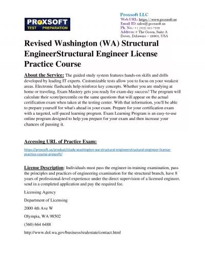 Revised Washington (WA) Structural EngineerStructural Engineer License Practice Course
