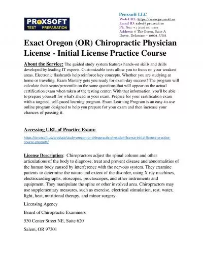 Exact Oregon (OR) Chiropractic Physician License - Initial License Practice Course