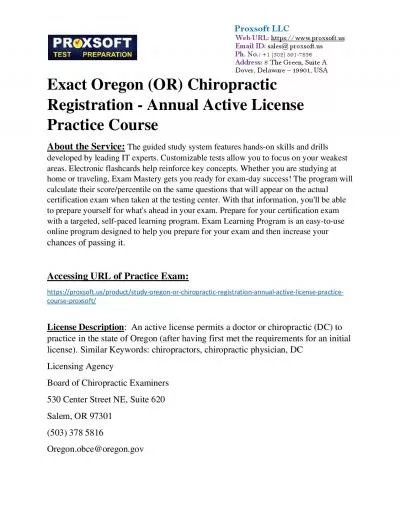 Exact Oregon (OR) Chiropractic Registration - Annual Active License Practice Course