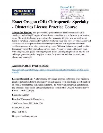 Exact Oregon (OR) Chiropractic Specialty - Obstetrics License Practice Course