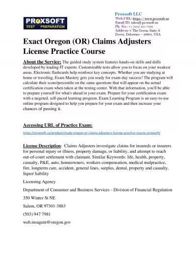 Exact Oregon (OR) Claims Adjusters License Practice Course