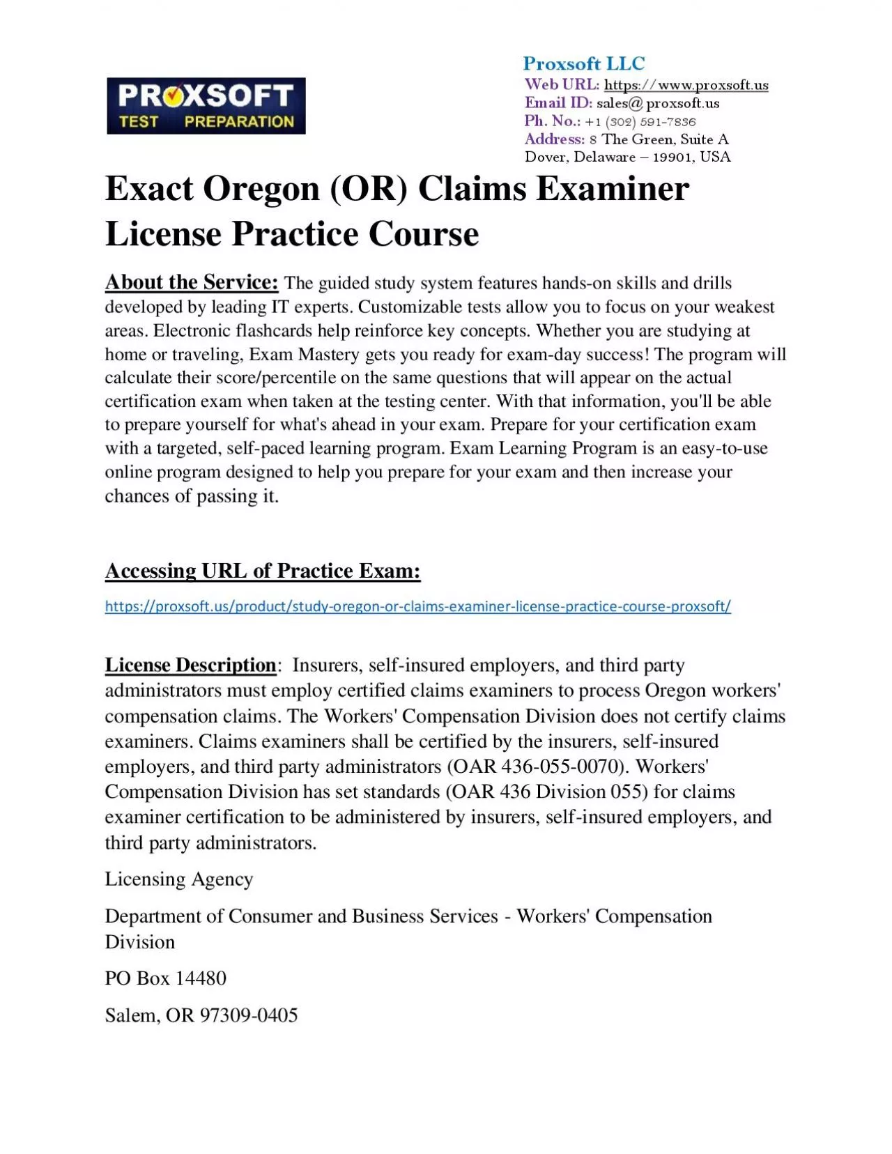 PDF-Exact Oregon (OR) Claims Examiner License Practice Course