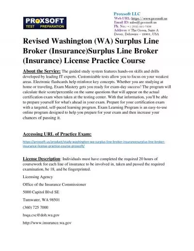 Revised Washington (WA) Surplus Line Broker (Insurance)Surplus Line Broker (Insurance)