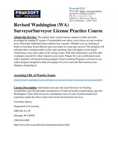 Revised Washington (WA) SurveyorSurveyor License Practice Course