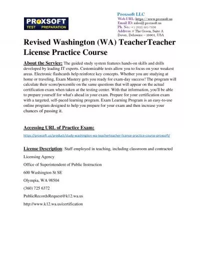 Revised Washington (WA) TeacherTeacher License Practice Course