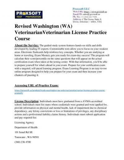 Revised Washington (WA) VeterinarianVeterinarian License Practice Course