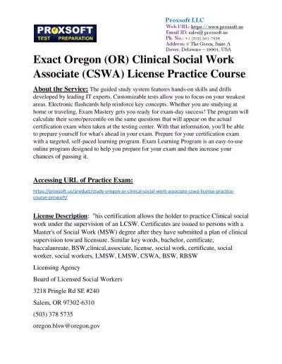 Exact Oregon (OR) Clinical Social Work Associate (CSWA) License Practice Course