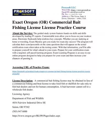 Exact Oregon (OR) Commercial Bait Fishing License License Practice Course