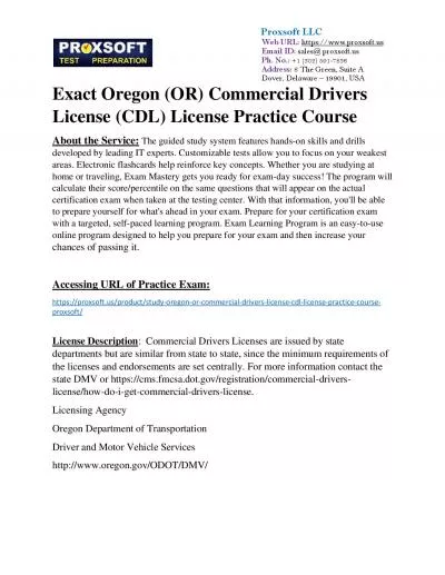 Exact Oregon (OR) Commercial Drivers License (CDL) License Practice Course