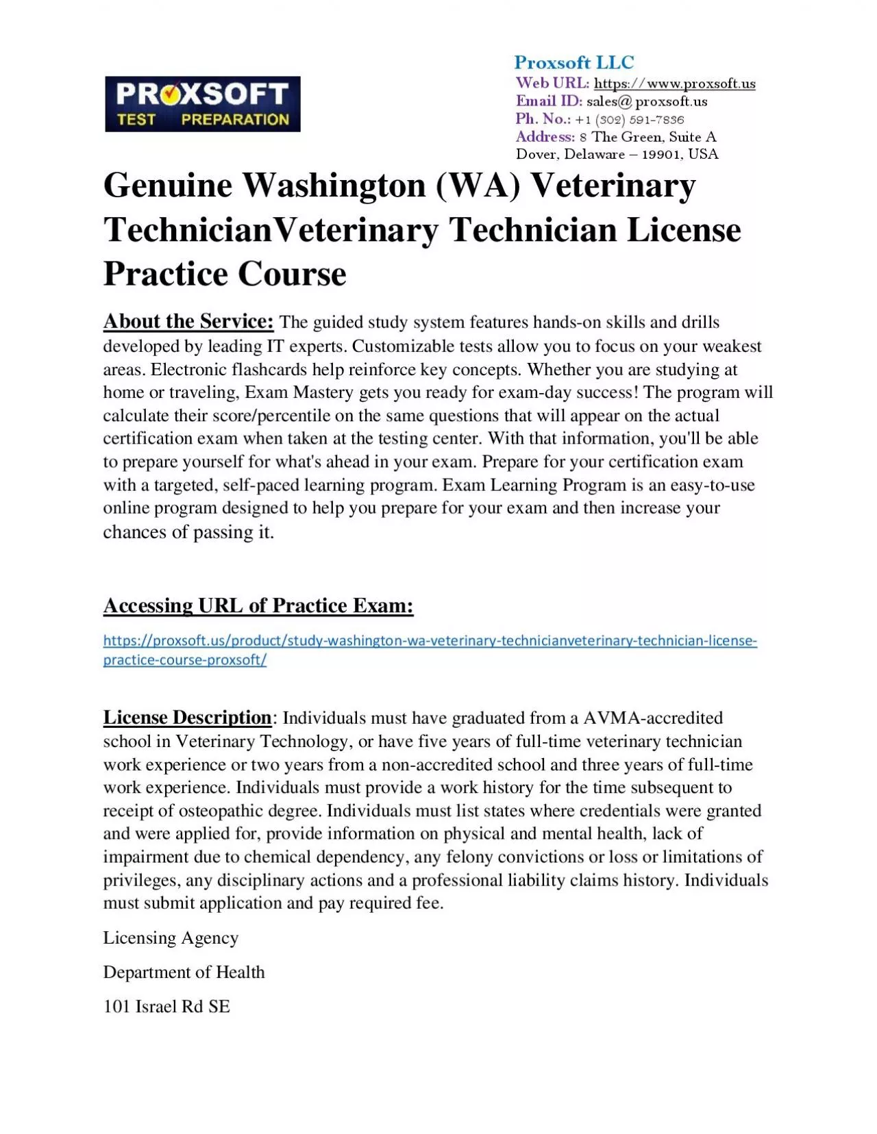 PDF-Genuine Washington (WA) Veterinary TechnicianVeterinary Technician License Practice Course