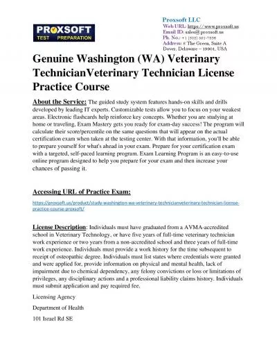 Genuine Washington (WA) Veterinary TechnicianVeterinary Technician License Practice Course