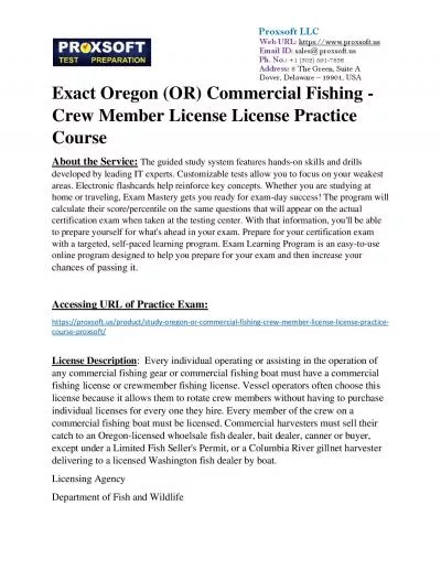 Exact Oregon (OR) Commercial Fishing - Crew Member License License Practice Course