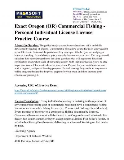 Exact Oregon (OR) Commercial Fishing - Personal Individual License License Practice Course