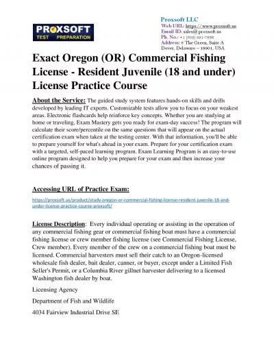 Exact Oregon (OR) Commercial Fishing License - Resident Juvenile (18 and under) License