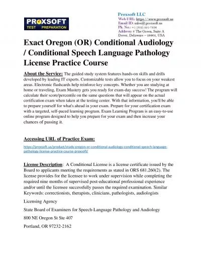 Exact Oregon (OR) Conditional Audiology / Conditional Speech Language Pathology License