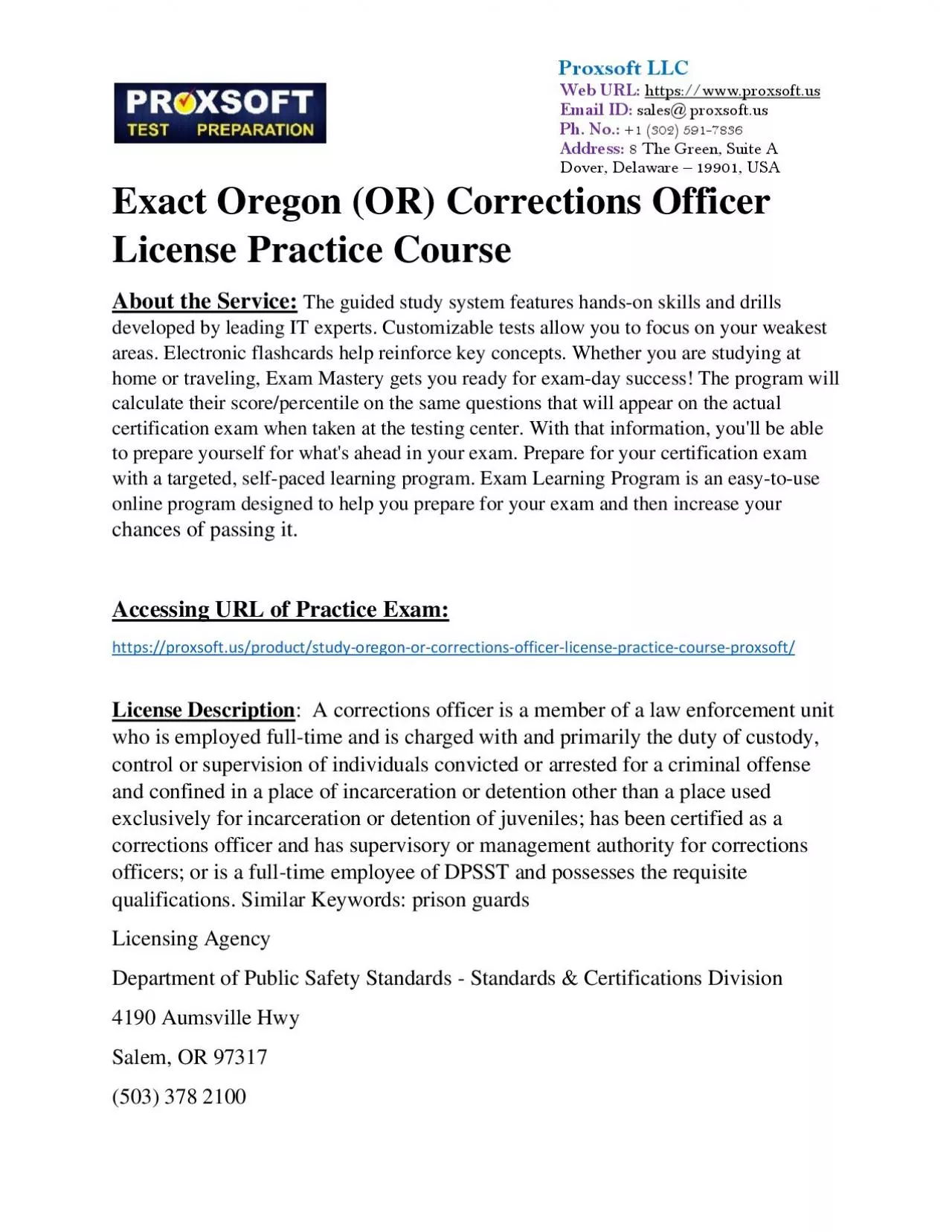 PDF-Exact Oregon (OR) Corrections Officer License Practice Course