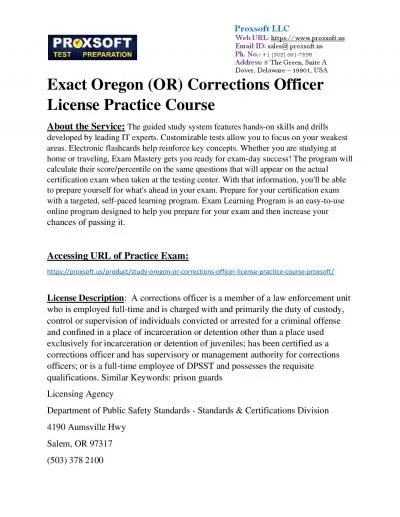 Exact Oregon (OR) Corrections Officer License Practice Course