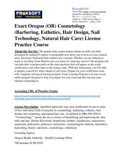 Exact Oregon (OR) Cosmetology (Barbering, Esthetics, Hair Design, Nail Technology, Natural