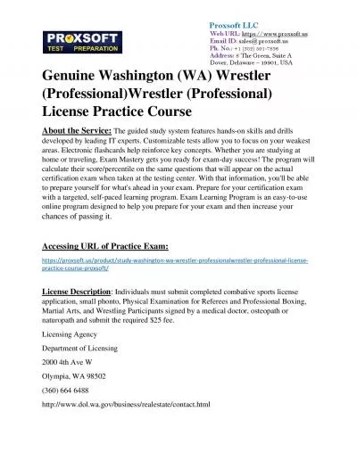 Genuine Washington (WA) Wrestler (Professional)Wrestler (Professional) License Practice