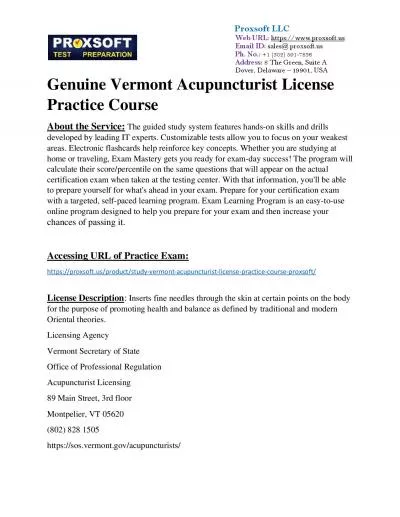 Genuine Vermont Acupuncturist License Practice Course