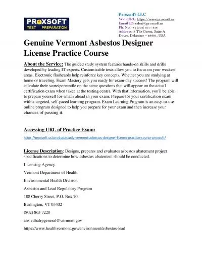 Genuine Vermont Asbestos Designer License Practice Course