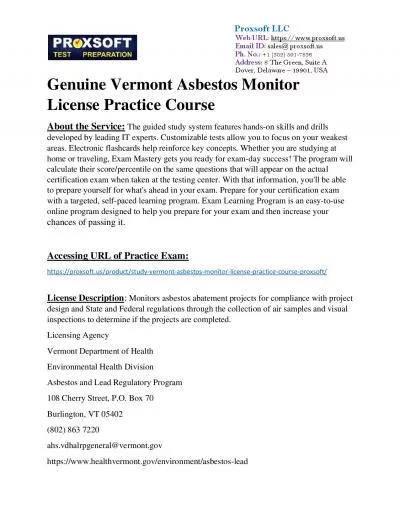 Genuine Vermont Asbestos Monitor License Practice Course